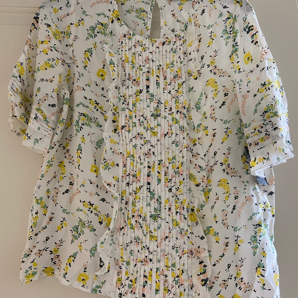 Lucky Bramd Floral Blouse with elbow sleeve size S
